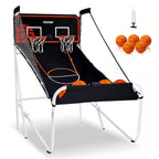 Foldable Basketball Arcade Game 2 Player Indoor Basketball Game with 5 Balls, 8 Game Modes Home Dual Shot Sport