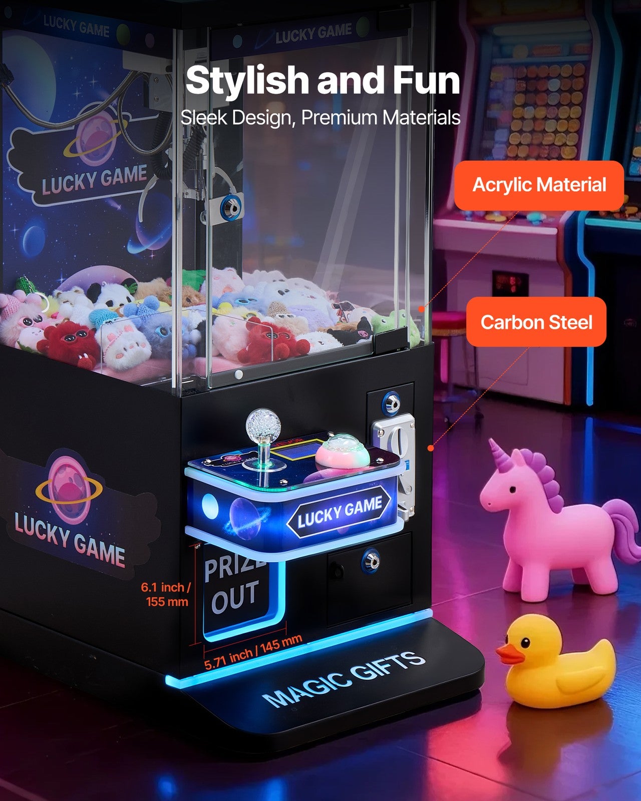 VEVOR Claw Crane Machine Medium Arcade Game Double-Layer Black Purple