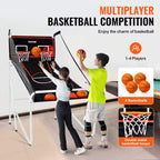 Foldable Basketball Arcade Game 2 Player Indoor Basketball Game with 4 Balls 8 Game Modes Family Dual Shooting Movement