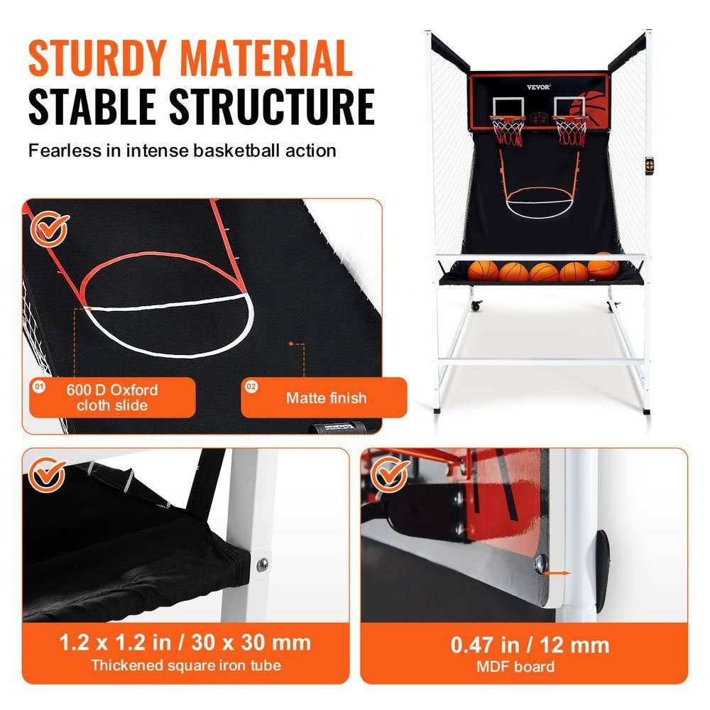 Arcade Games Basketball Game 2-Player Indoor Basketball Game Home Dual Shot Sport with 5-Balls