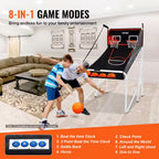 Foldable Basketball Arcade Game 2 Player Indoor Basketball Game with 4 Balls 8 Game Modes Family Dual Shooting Movement