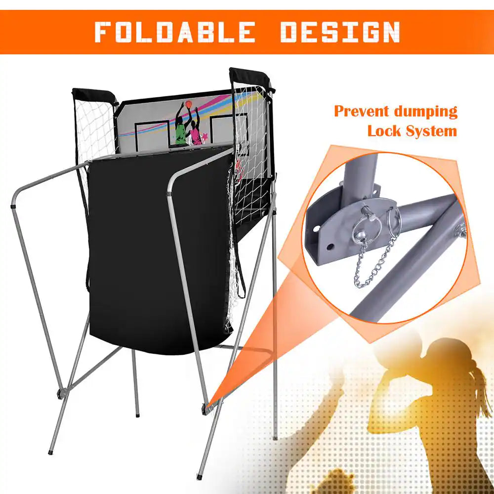 Indoor Basketball Arcade Game Double Electronic Hoops Shot 2 Player W/4 Balls