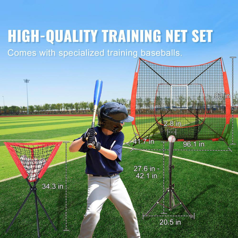 7 Ft. X 7 Ft. Baseball Softball Practice Net, Portable Training Net, Carry Bag, Tee, 12 Balls