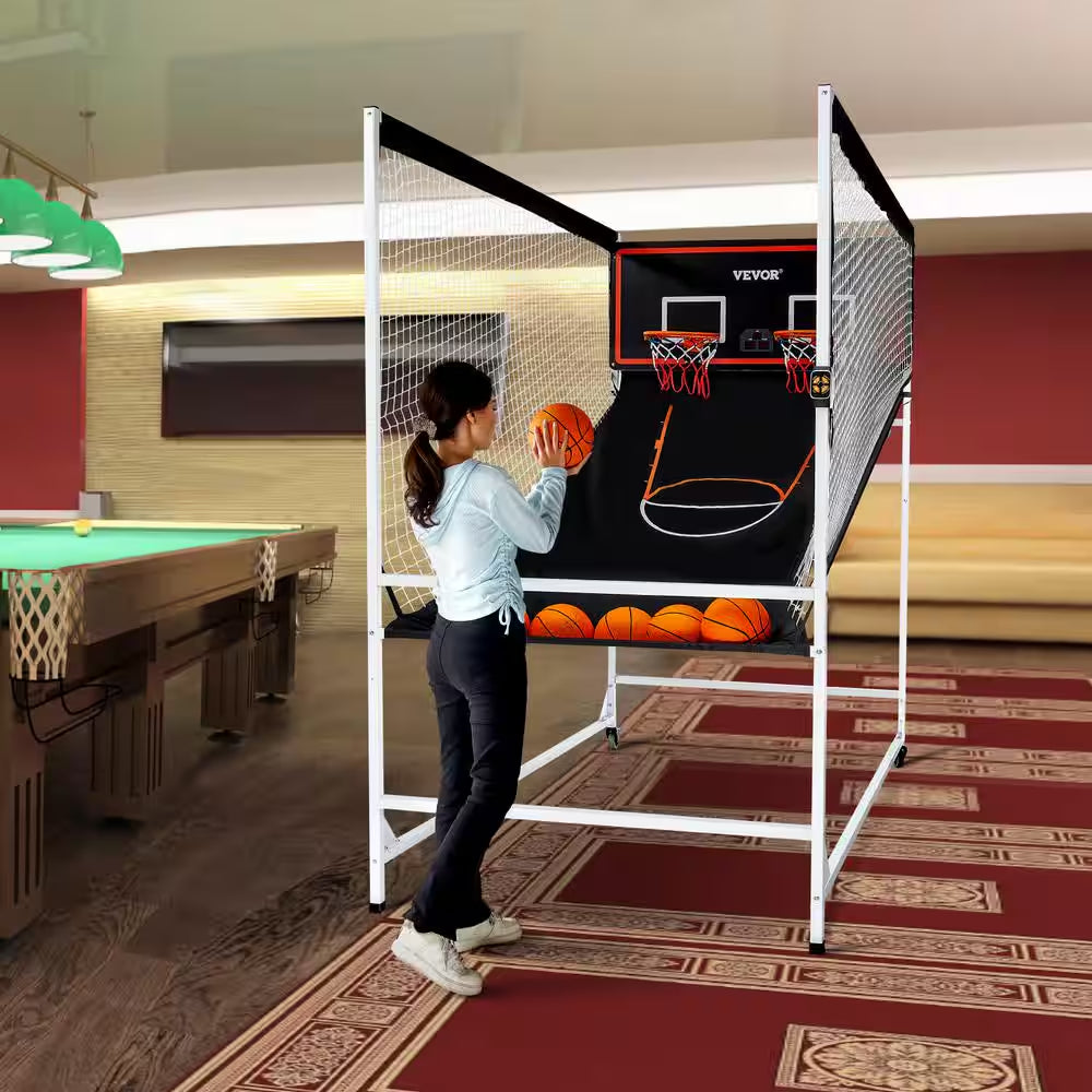 Arcade Games Basketball Game 2-Player Indoor Basketball Game Home Dual Shot Sport with 5-Balls