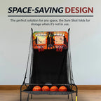 Hathaway Sure Shot 81-In Dual Basketball Arcade Game for Game Room - with LED Scoring, Foldable Indoor Basketball Game Design, Steel Frame, 8 Game Modes, Pump & Dual Hoops