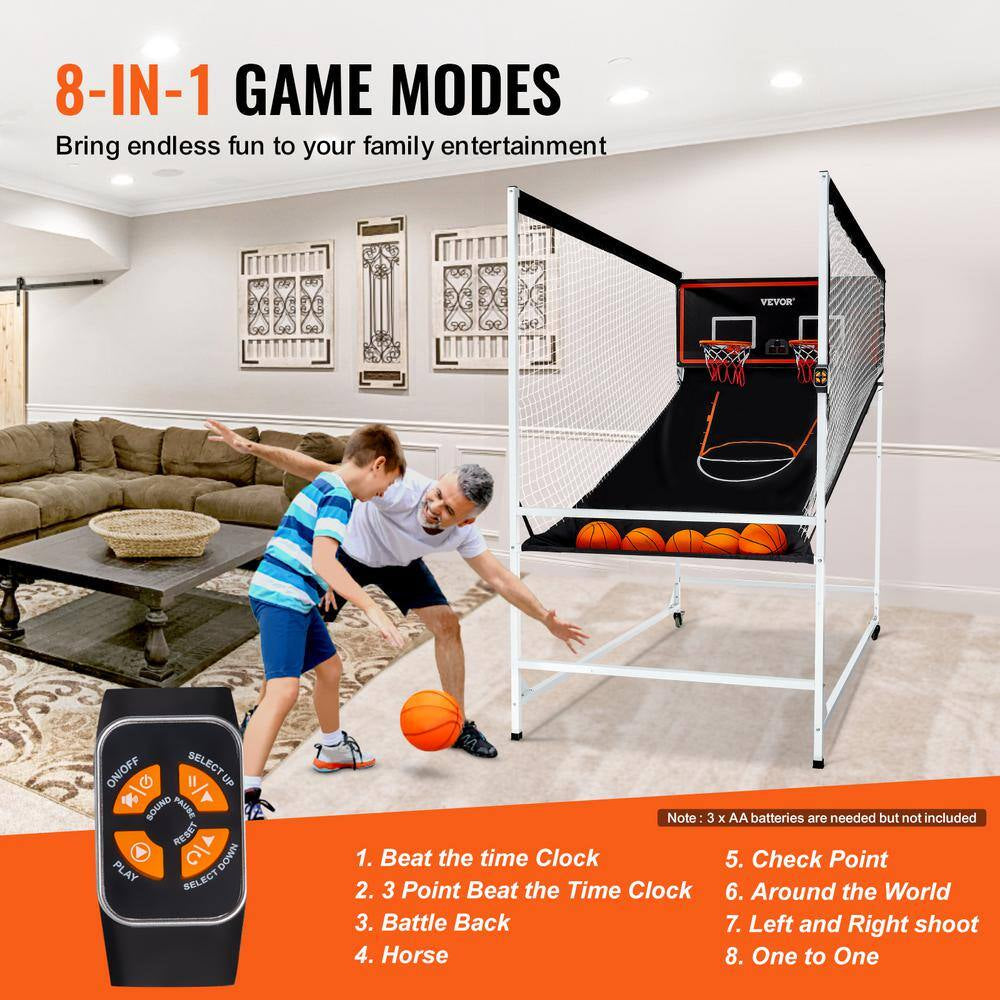 Arcade Games Basketball Game 2-Player Indoor Basketball Game Home Dual Shot Sport with 5-Balls
