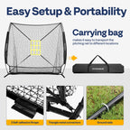 7' X 7' Baseball Softball Practice Net with Extra Large Ball Collection System, Black