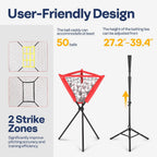 Baseball Net, 7 X 7 Ft Baseball Softball Hitting Net with Large Ball Collection System, with 2 Strike Zone, Batting Tee, Carry Bag