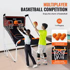 Foldable Basketball Arcade Game 2 Player Indoor Basketball Game with 5 Balls, 8 Game Modes Home Dual Shot Sport