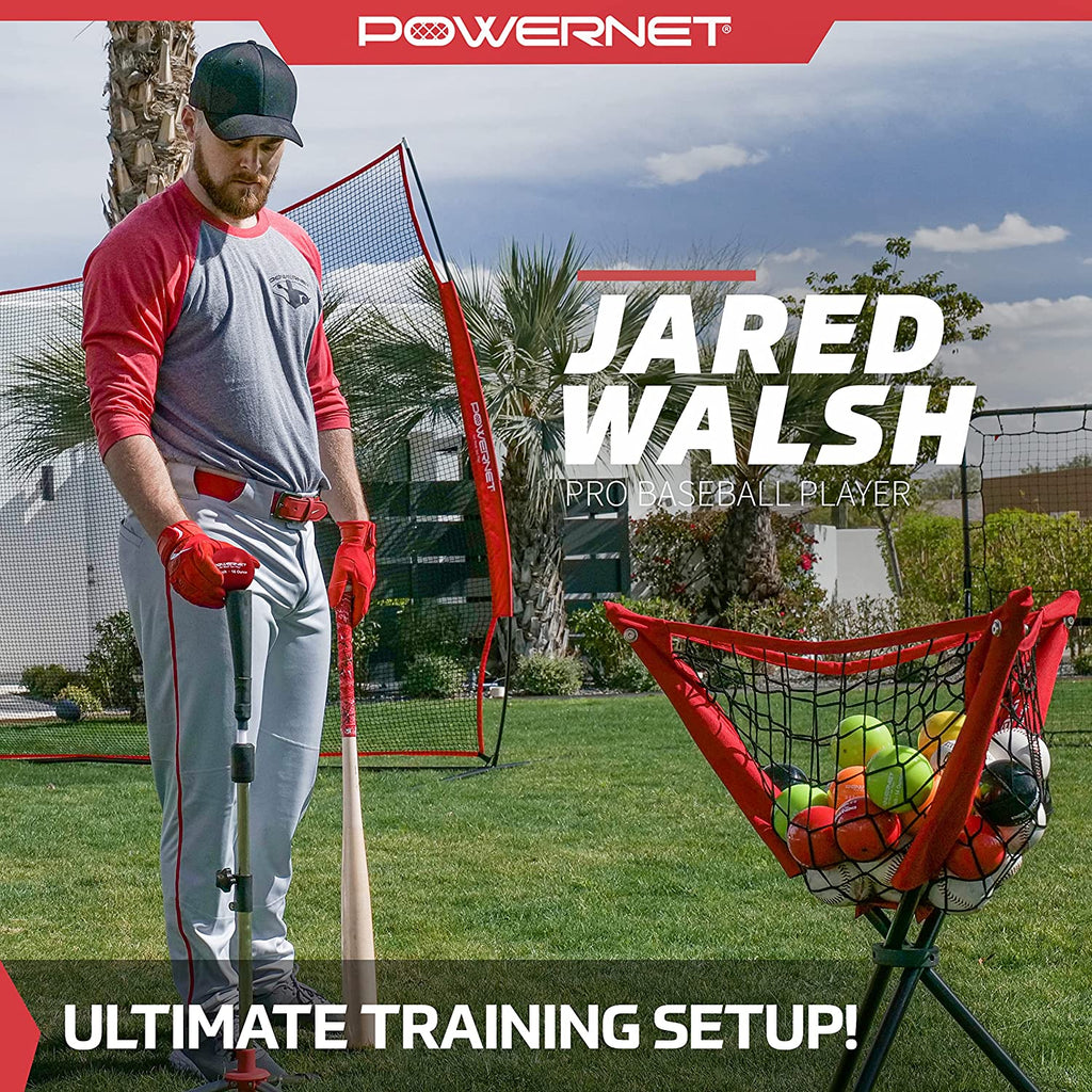 Baseball Softball Practice Net 7X7 with Baseball Accessories for Practice Pitching, Batting & Fielding, Ball Caddy, Weighted Baseballs, Tee
