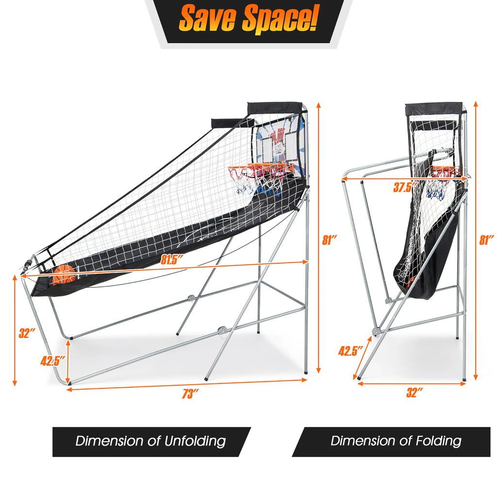 Dual LED Electronic Shot Basketball Arcade Game with 8 Game - 81.5'' X 81'' X 42.5'' (L X W X H)