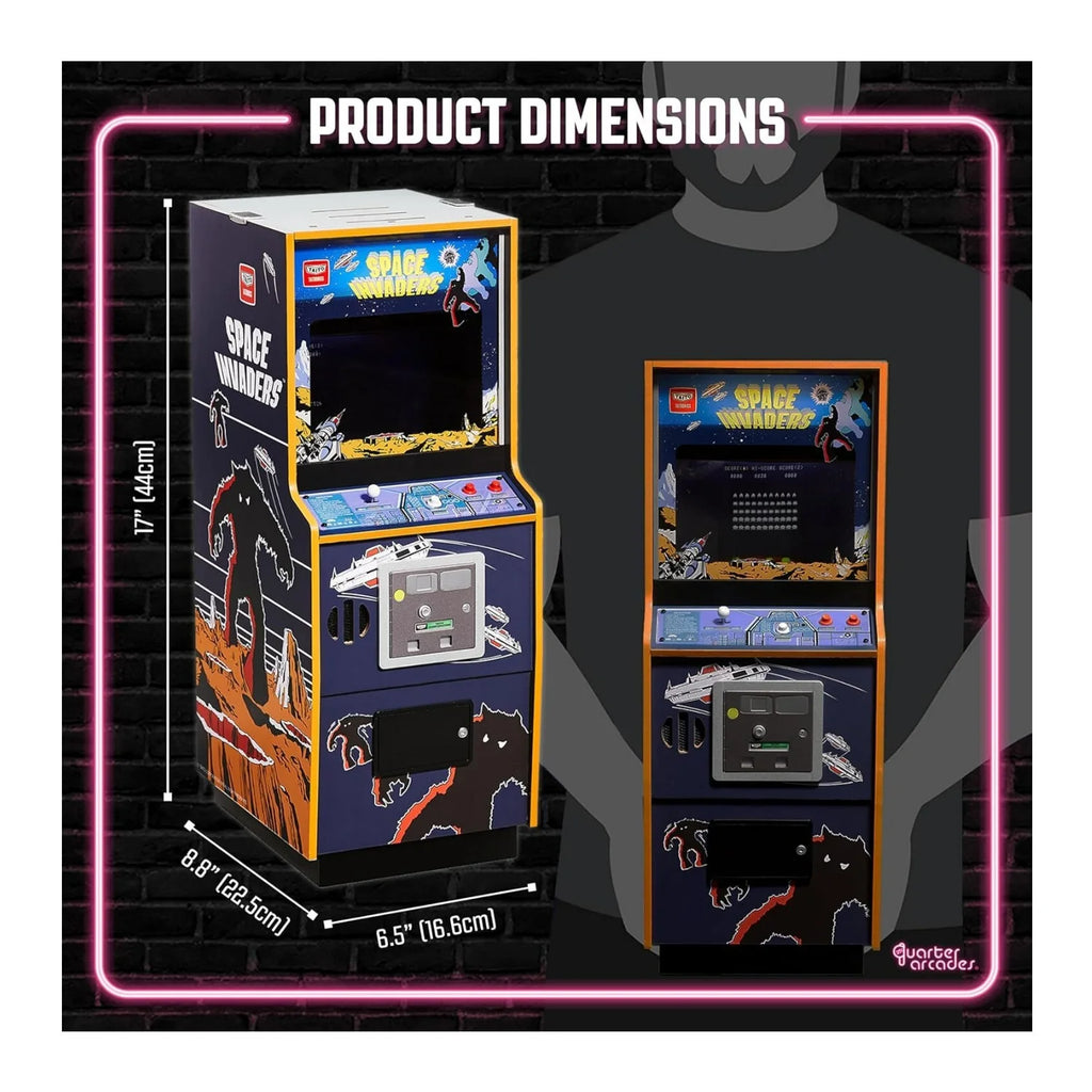 Numskull  Quarter-Sized Space Invaders Collector’S Edition Mini Arcade Machine with Wood Construction, Original ROM, Rechargeable Battery, and 3W Speakers for Retro Enthusiasts