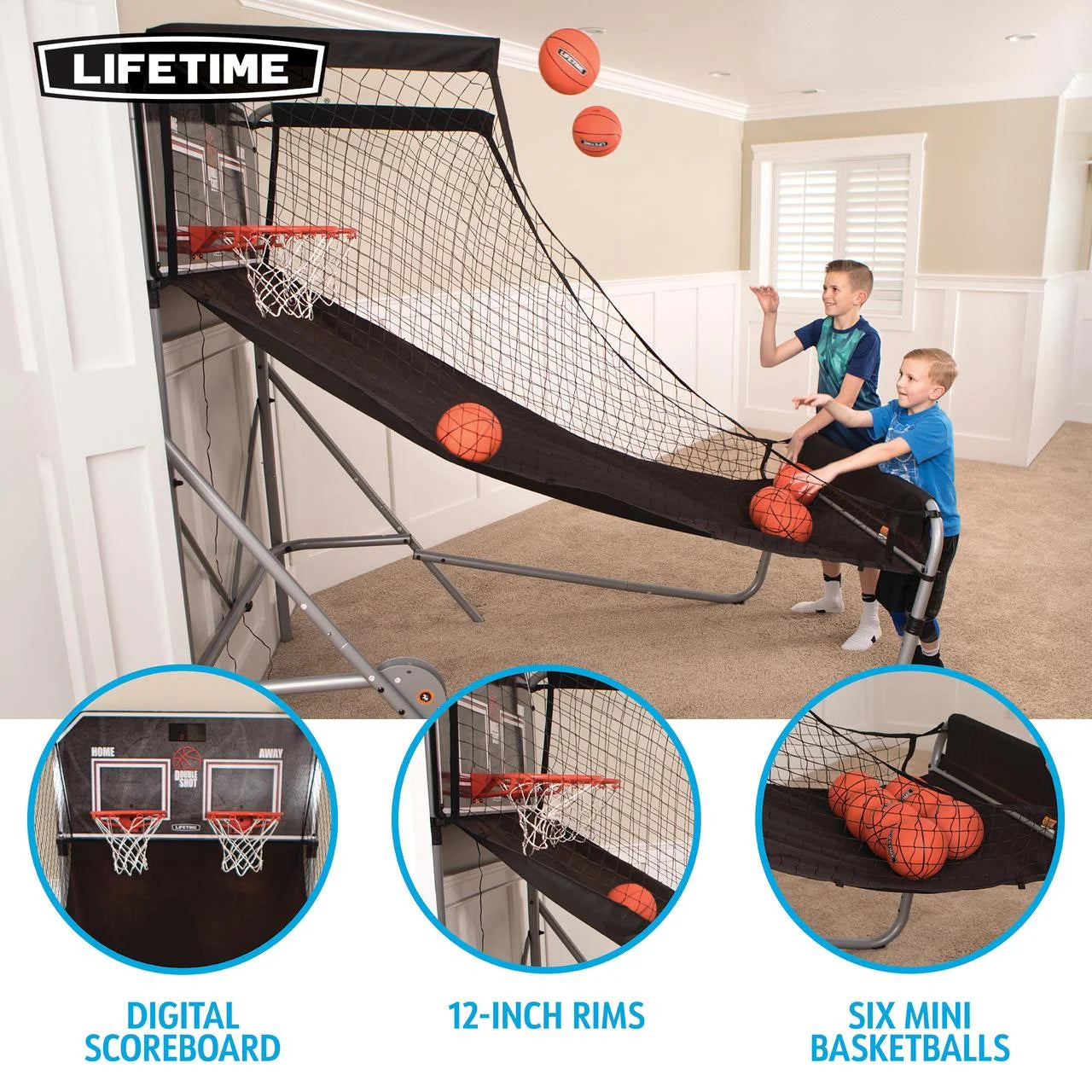 New Double Shot Deluxe Basketball Arcade Game - Standard AC Electrical or Batteries (90648)