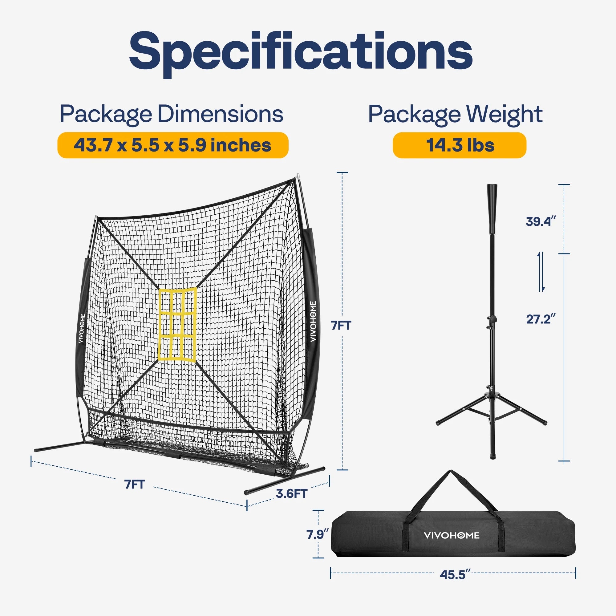 7' X 7' Baseball Softball Practice Net with Extra Large Ball Collection System, Black