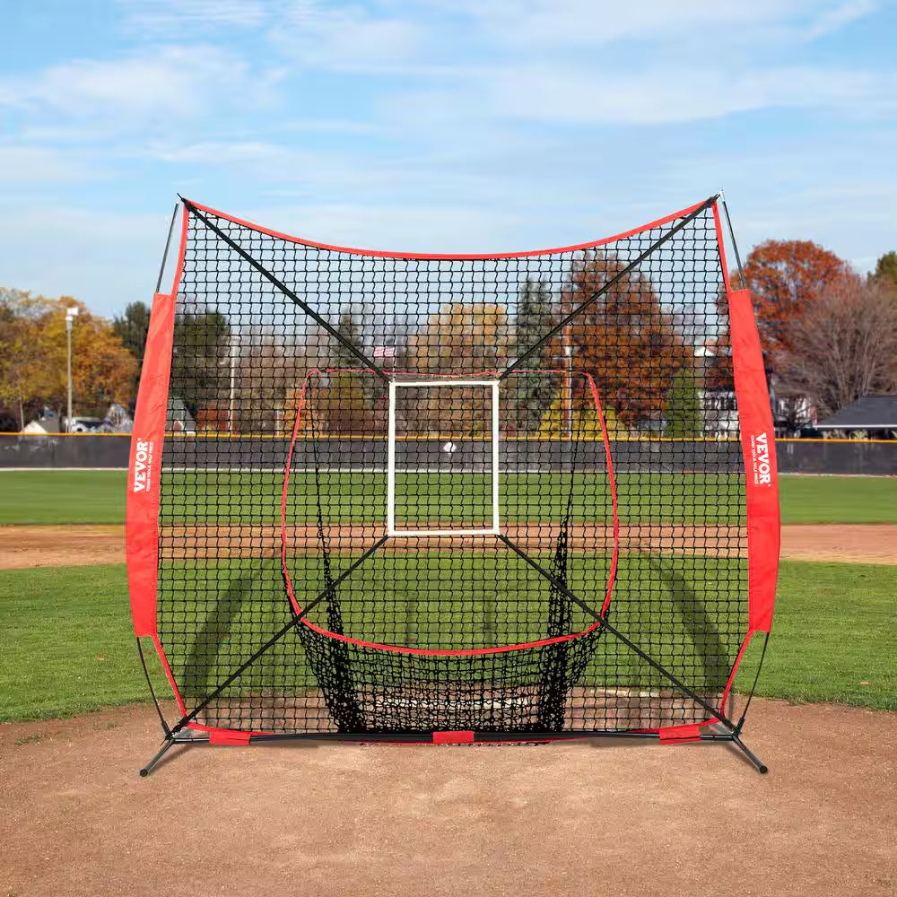 7 Ft. X 7 Ft. Baseball Softball Practice Net, Portable Training Net, Carry Bag, Tee, 12 Balls