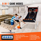 Foldable Basketball Arcade Game 2 Player Indoor Basketball Game with 5 Balls, 8 Game Modes Home Dual Shot Sport