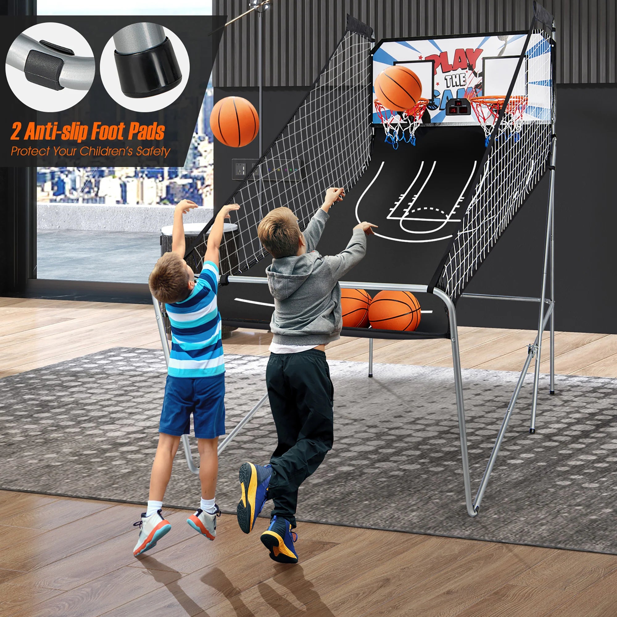 Dual LED Electronic Shot Basketball Arcade Game with 8 Game - 81.5'' X 81'' X 42.5'' (L X W X H)