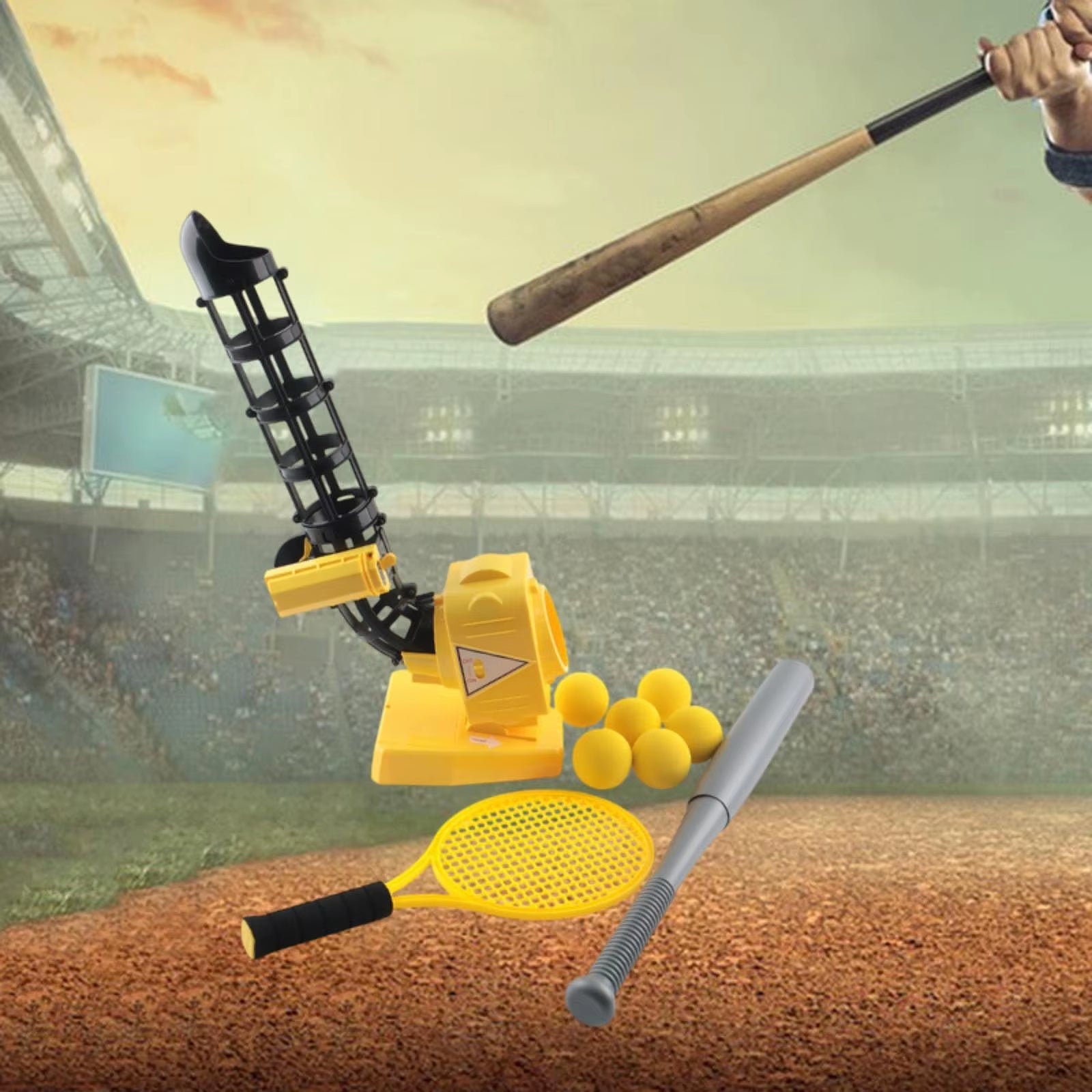 Automatic Baseball Pitching Machine Ball Launcher Training Equipment Batting Practice Toy for Teens Age 4+ Kids