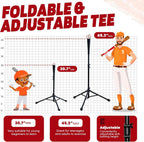 7X7 Feet Baseball Softball Hitting Pitching Net Tee Caddy Set with Strike Zone, Baseball Backstop Practice Net for Pitching Batting Catching for All Skill Levels