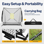Baseball Net, 7 X 7 Ft Baseball Softball Hitting Net with Large Ball Collection System, with 2 Strike Zone, Batting Tee, Carry Bag