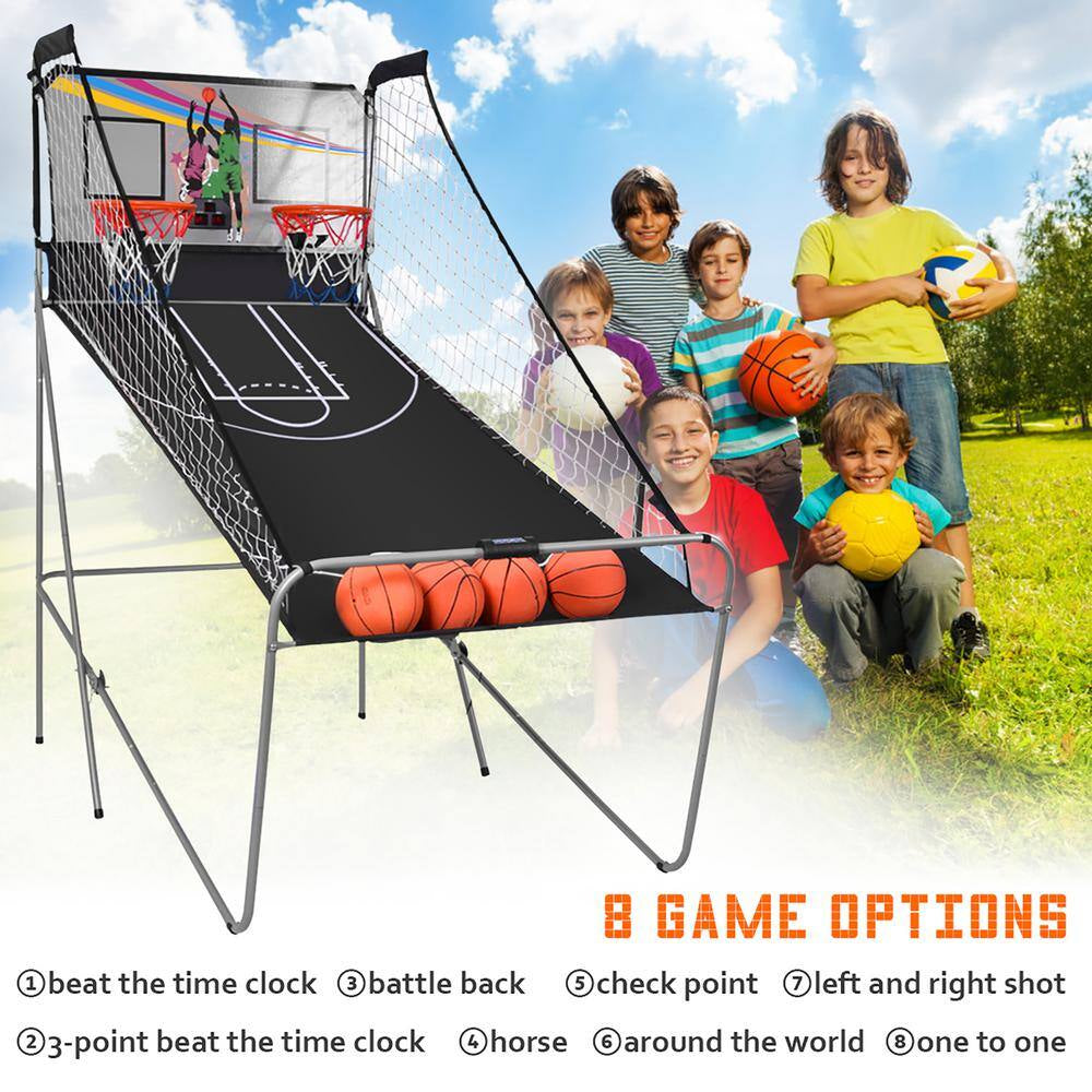 Indoor Basketball Arcade Game Double Electronic Hoops Shot 2 Player W/4 Balls