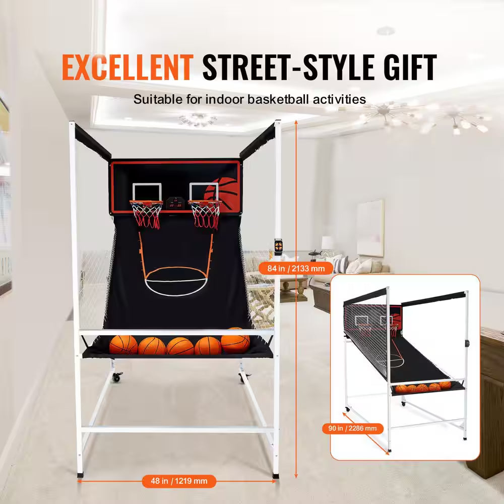 Arcade Games Basketball Game 2-Player Indoor Basketball Game Home Dual Shot Sport with 5-Balls