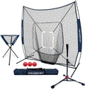 Baseball Softball Practice Net 7X7 with Baseball Accessories for Practice Pitching, Batting & Fielding, Ball Caddy, Weighted Baseballs, Tee
