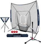 Baseball Softball Practice Net 7X7 with Baseball Accessories for Practice Pitching, Batting & Fielding, Ball Caddy, Weighted Baseballs, Tee