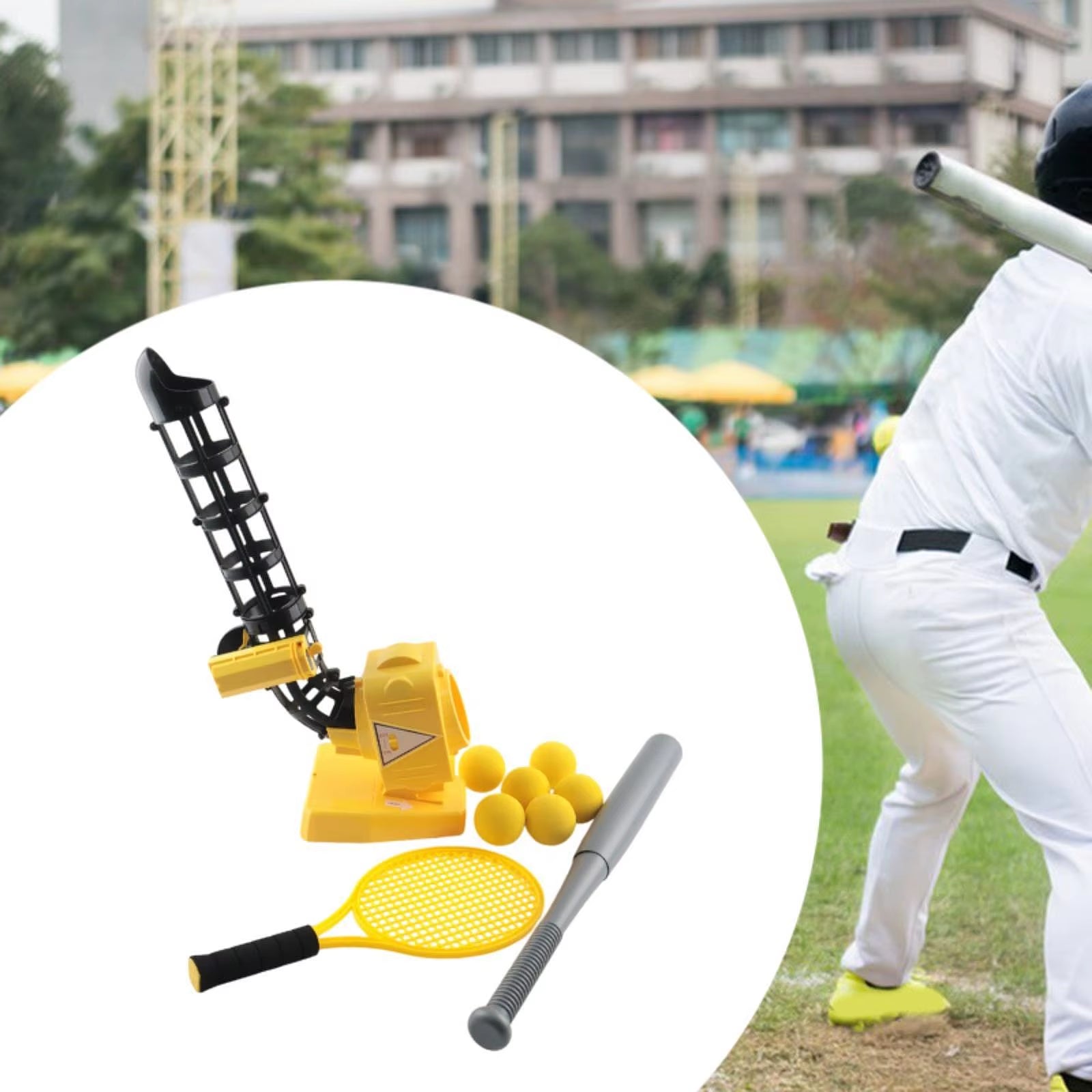 Automatic Baseball Pitching Machine Ball Launcher Training Equipment Batting Practice Toy for Teens Age 4+ Kids