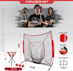 Baseball Softball Practice Net 7X7 with Baseball Accessories for Practice Pitching, Batting & Fielding, Ball Caddy, Weighted Baseballs, Tee