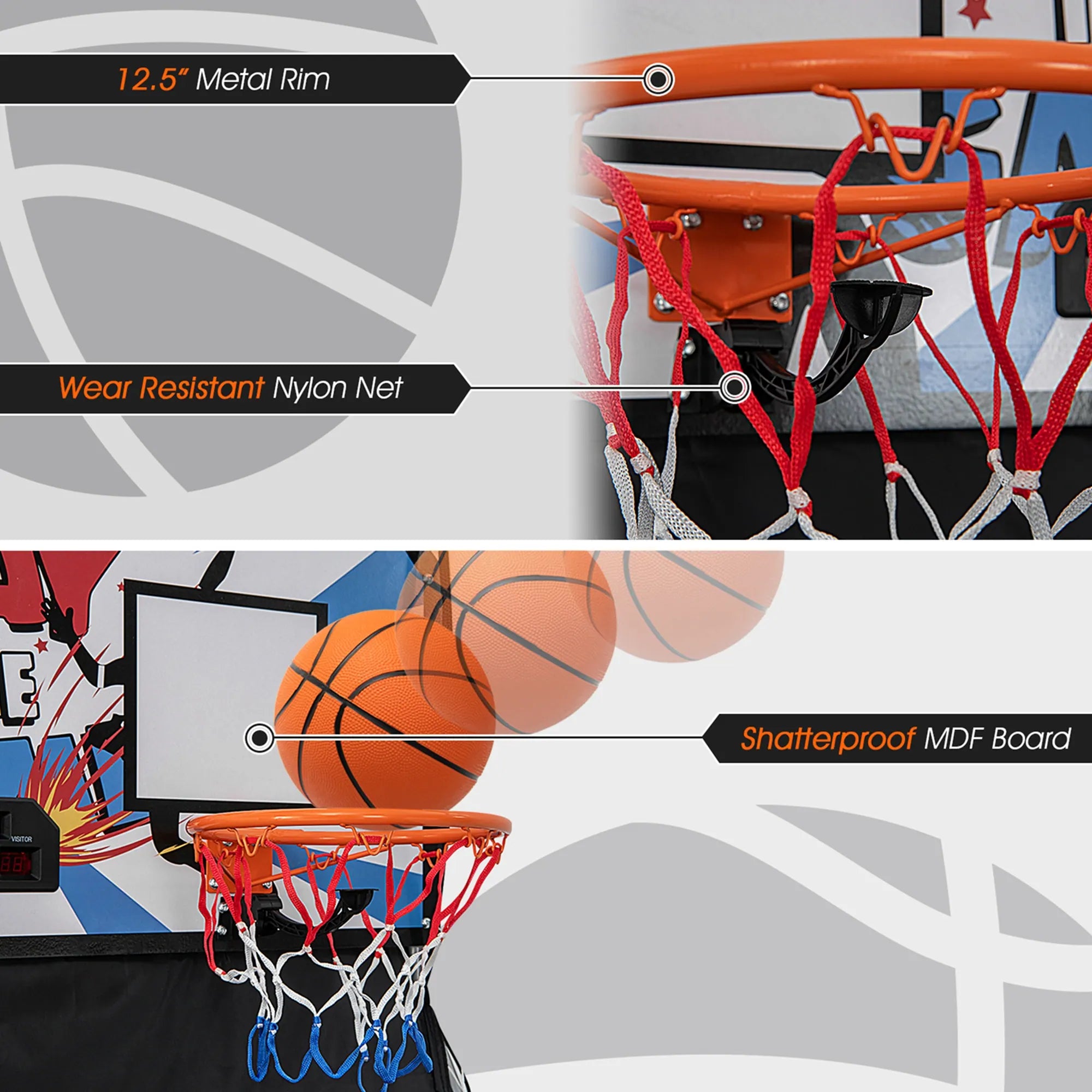Dual LED Electronic Shot Basketball Arcade Game with 8 Game - 81.5'' X 81'' X 42.5'' (L X W X H)