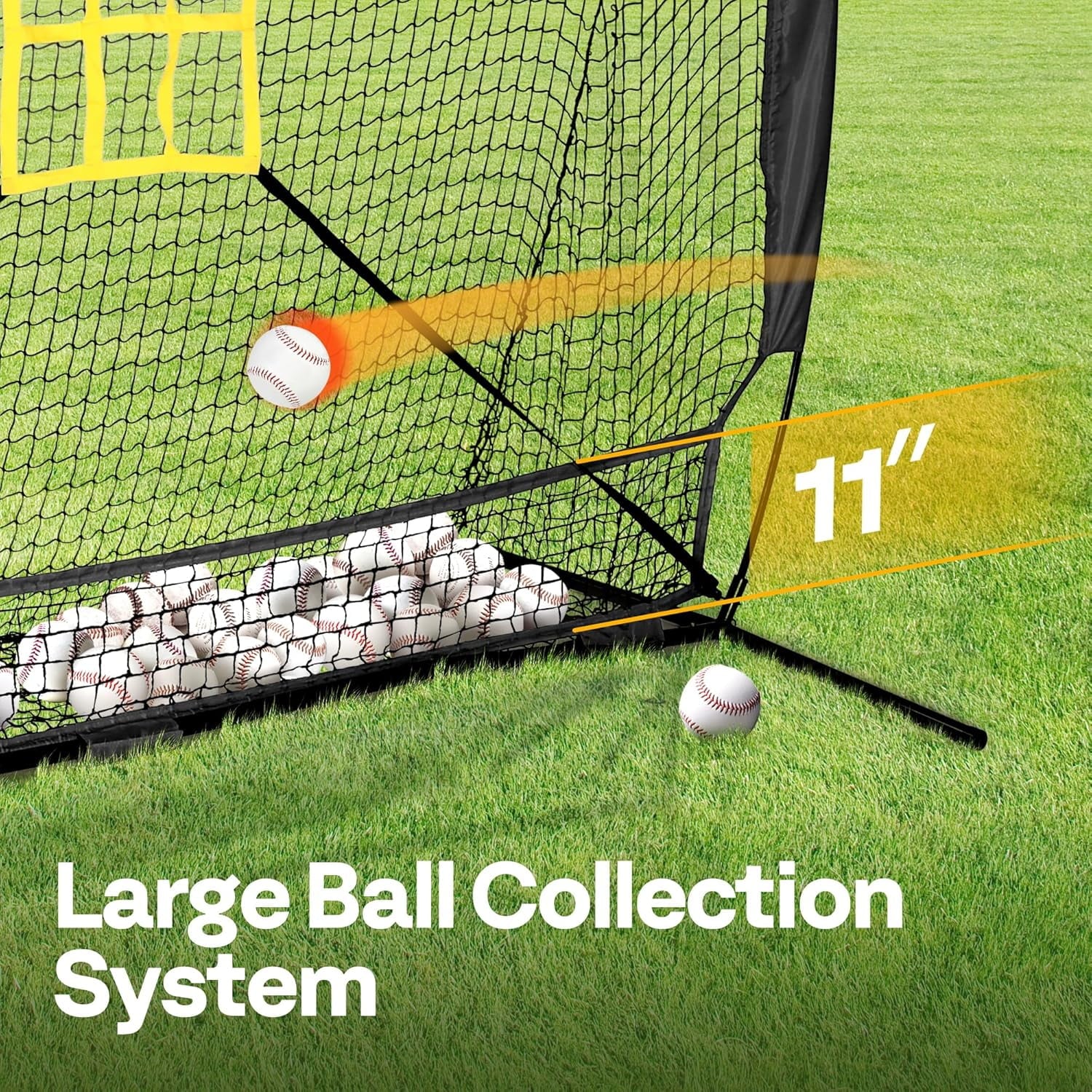 Baseball Net, 7 X 7 Ft Baseball Softball Hitting Net with Large Ball Collection System, with 2 Strike Zone, Batting Tee, Carry Bag
