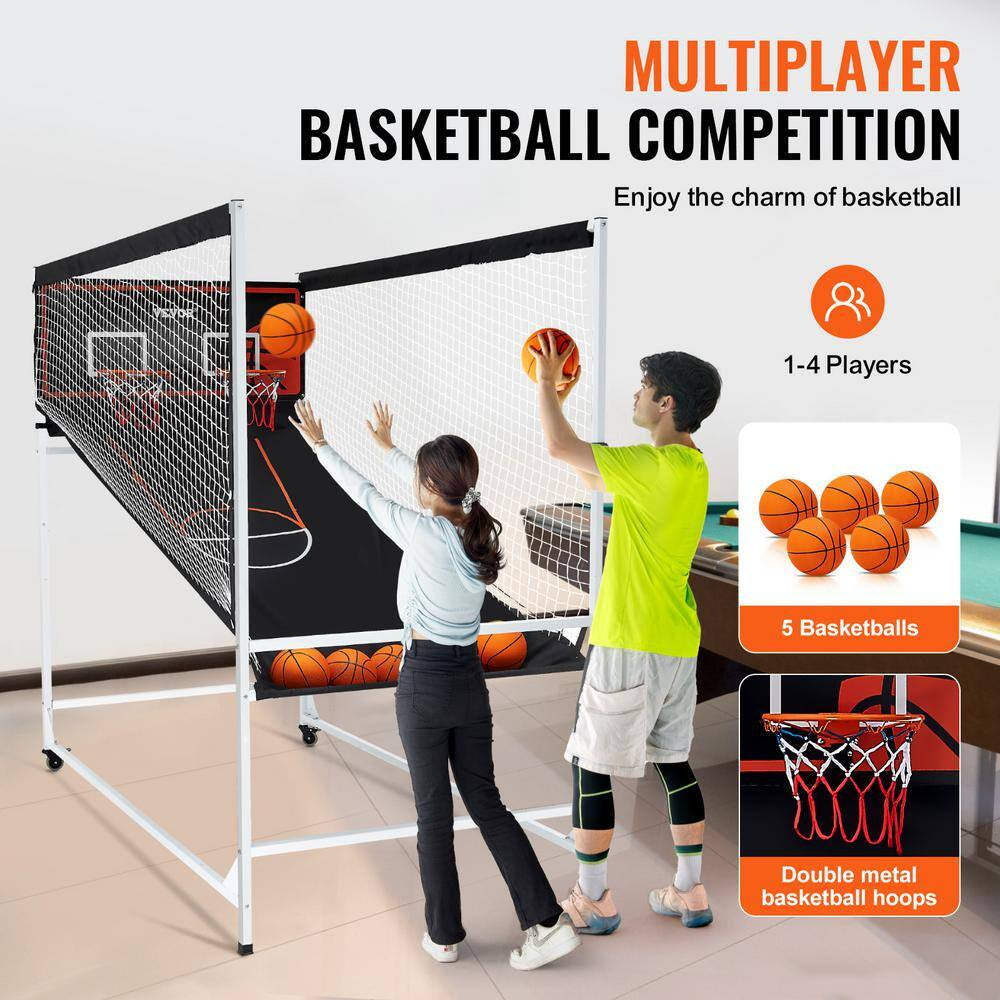 Arcade Games Basketball Game 2-Player Indoor Basketball Game Home Dual Shot Sport with 5-Balls