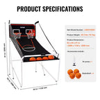 Foldable Basketball Arcade Game 2 Player Indoor Basketball Game with 4 Balls 8 Game Modes Family Dual Shooting Movement