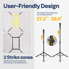 7' X 7' Baseball Softball Practice Net with Extra Large Ball Collection System, Black