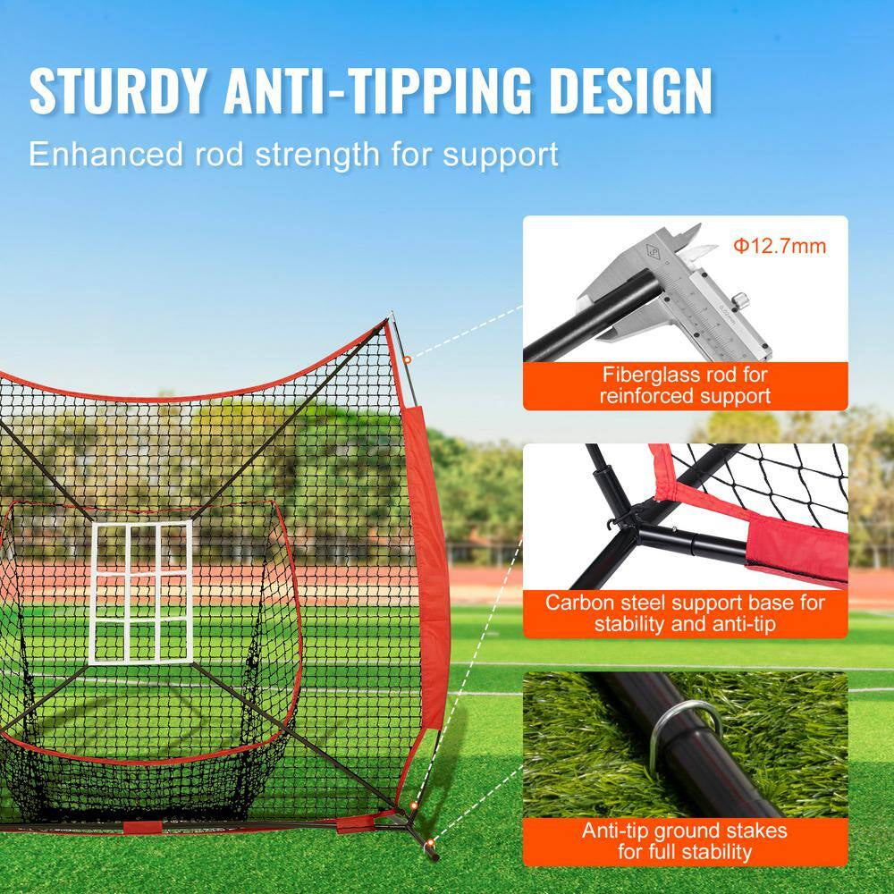 7 Ft. X 7 Ft. Baseball Softball Practice Net, Portable Training Net, Carry Bag, Tee, 12 Balls