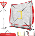 Baseball Net, 7 X 7 Ft Baseball Softball Hitting Net with Large Ball Collection System, with 2 Strike Zone, Batting Tee, Carry Bag
