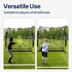 7' X 7' Baseball Softball Practice Net with Extra Large Ball Collection System, Black