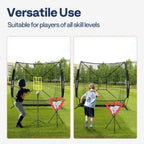 Baseball Net, 7 X 7 Ft Baseball Softball Hitting Net with Large Ball Collection System, with 2 Strike Zone, Batting Tee, Carry Bag