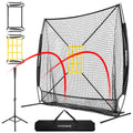 7' X 7' Baseball Softball Practice Net with Extra Large Ball Collection System, Black